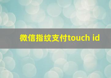 微信指纹支付touch id